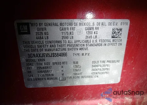 2018 Chevrolet Equinox Lt from USA, damaged, VIN 3GNAXJEV5JS584066